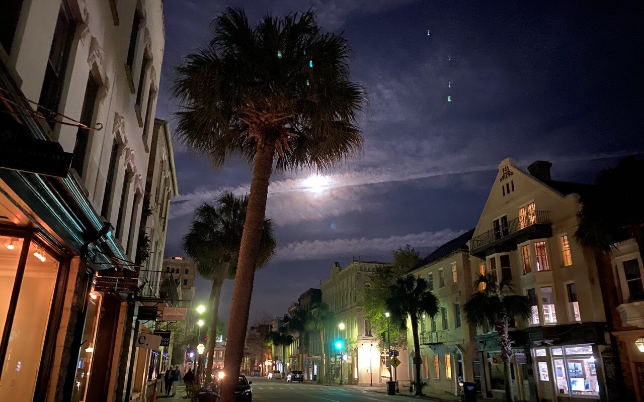 The full moon over Charleston is enchanting.