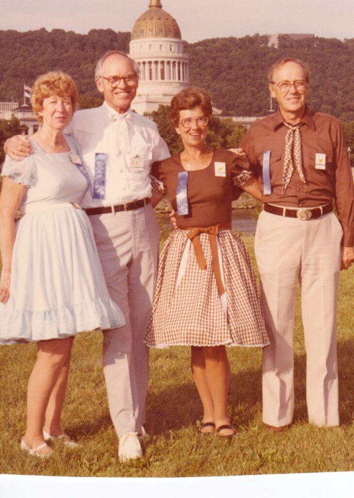 Ruth & Pat - The Square Dancers -matching brown outfits