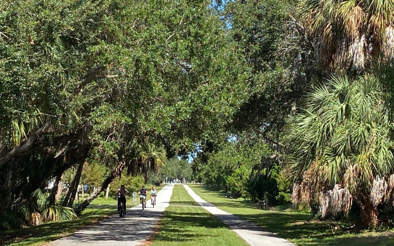 Pinellas Trail often has divider for bikers and walkers