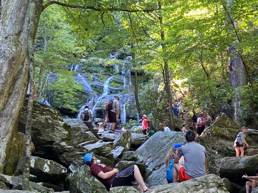 Crowds at Catawba Falls