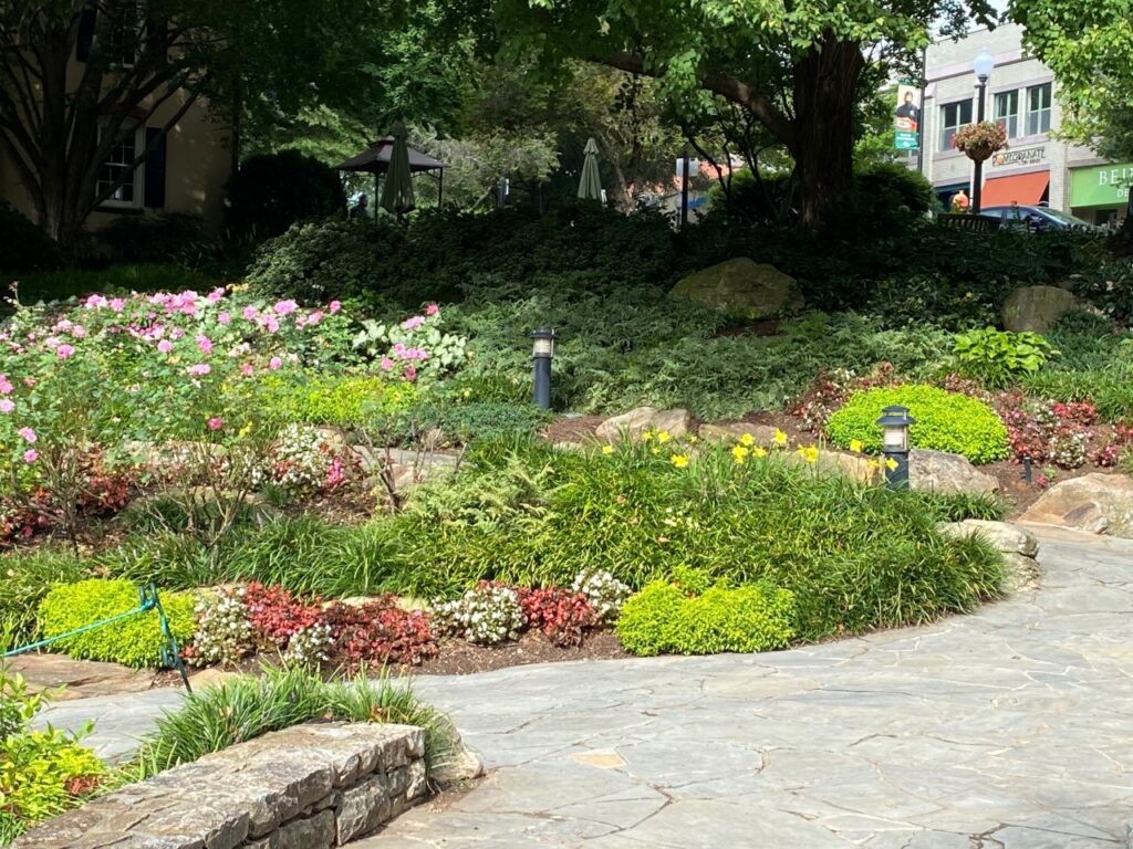 Blooming gardens in Falls Park on the Reedy