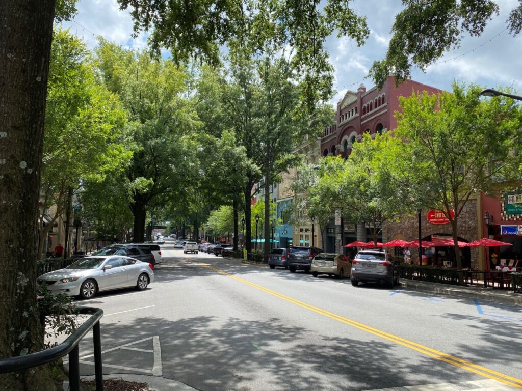Tree-lined Main Street of Greenville