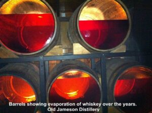 Barrels show evaporation over the years.