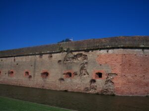 Holes made by barreled cannons -Fort Pulaski