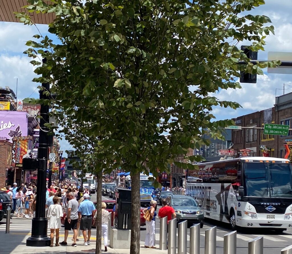 Lower Broadway is packed on Saturday