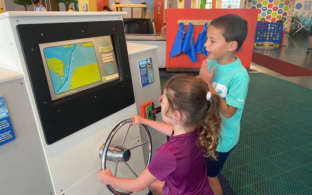 Keaton helps Kaia pilot a ship into the Port of Tampa.