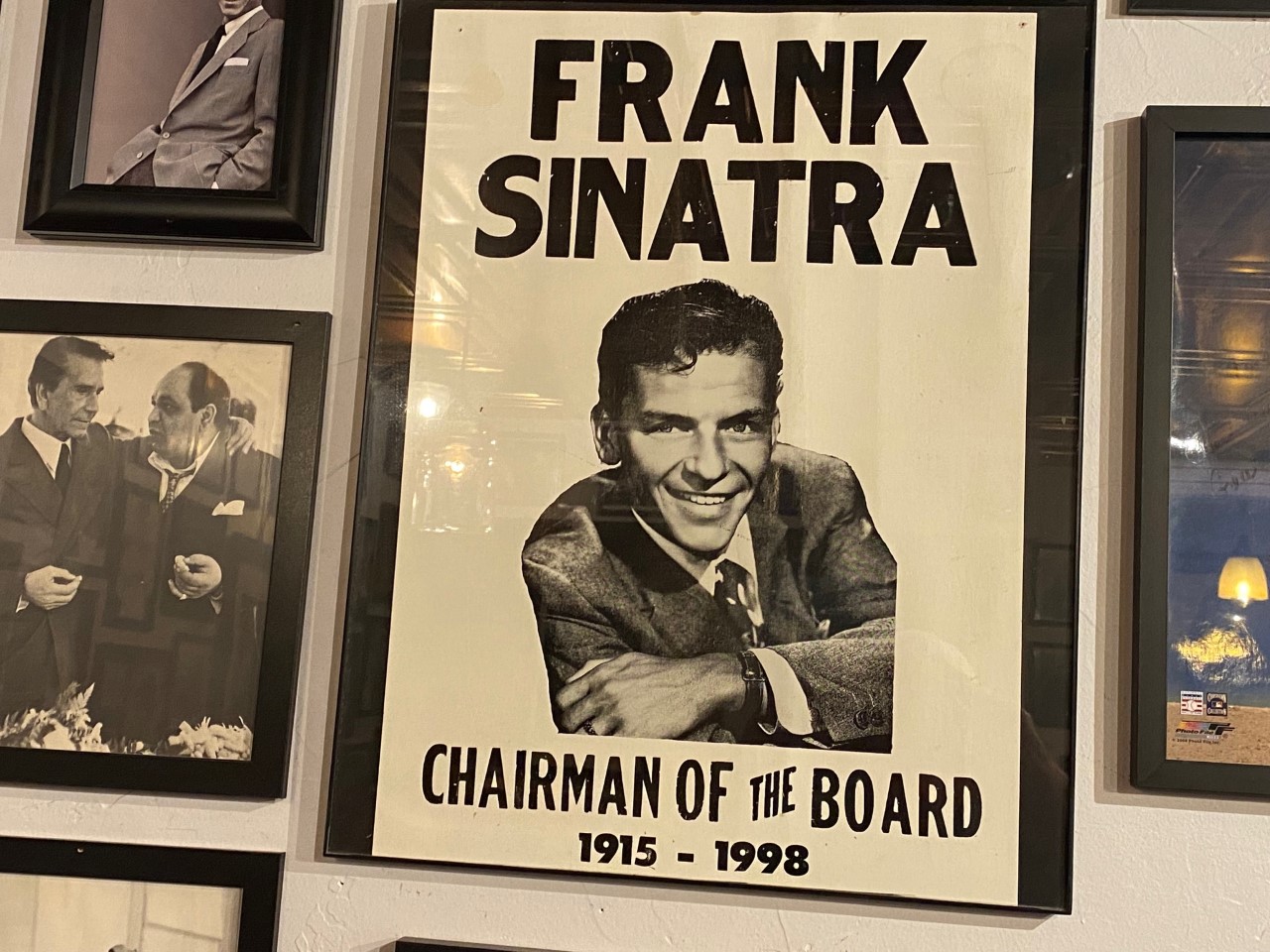 Pictures of Frank Sinatra on the walls at Paravicini’s Italian Bistro