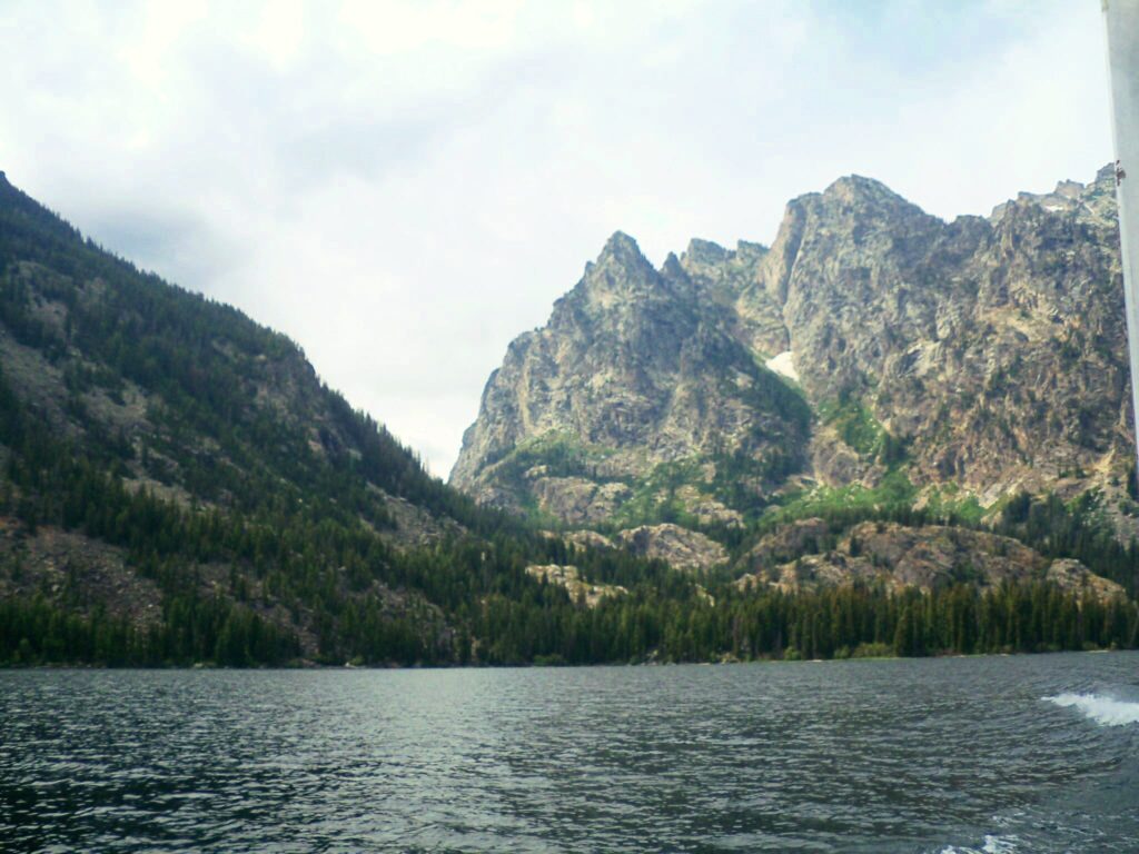 View of Jenny Lake toward dock at Inspiration Point.