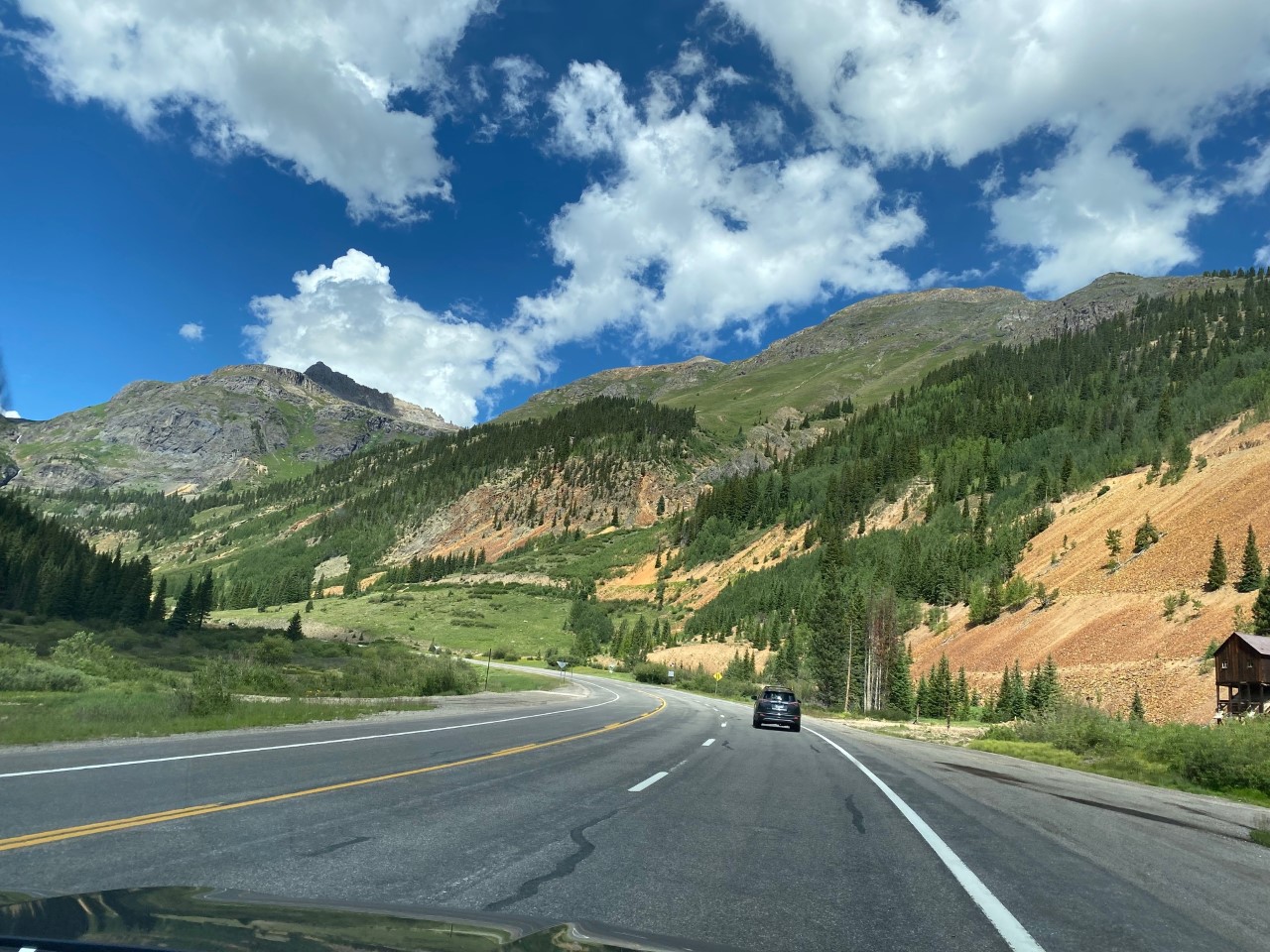 Driving Million Dollar Highway from Silverton to Ouray, Colorado