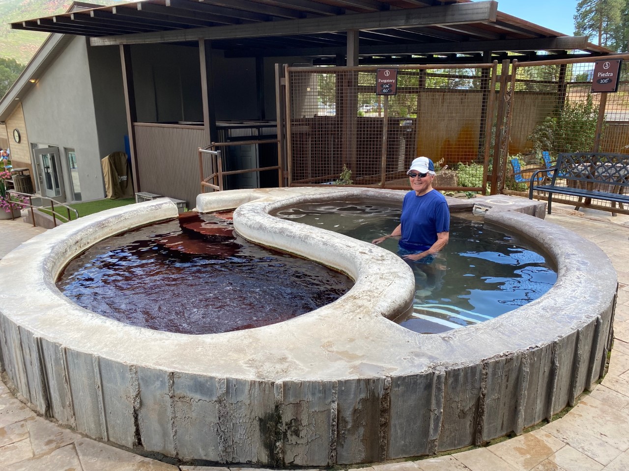 Richard took the plunge! On the left is the HOT Pool and the RIGHT is the COOL Pool.