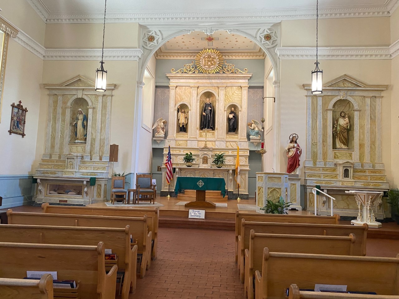 The inside and altar of San Felipe de Neri Church