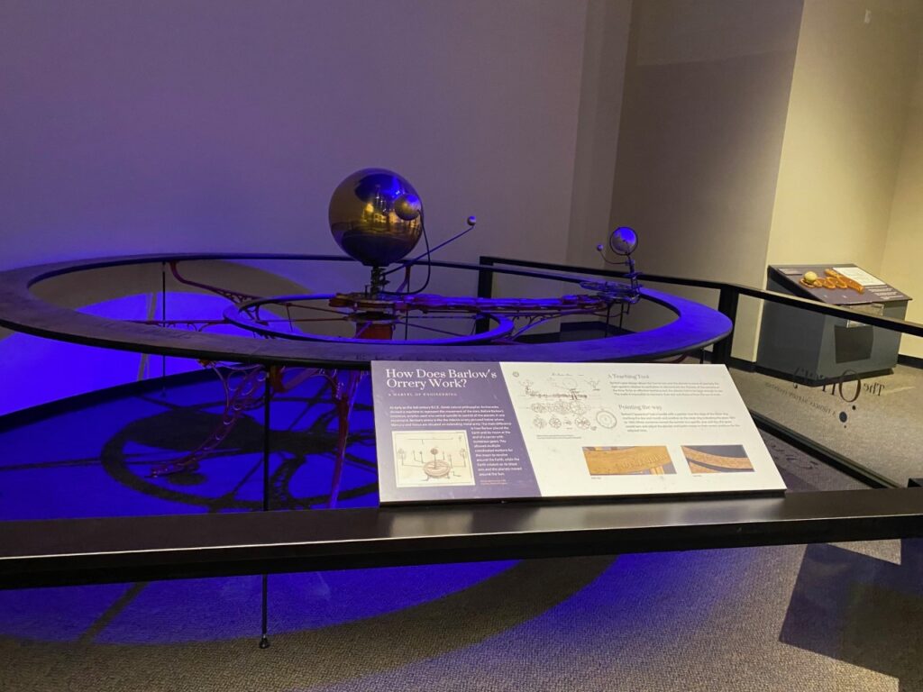 Barlow’s Orrery Work is an engineering marvel demonstrating the sun and planets.