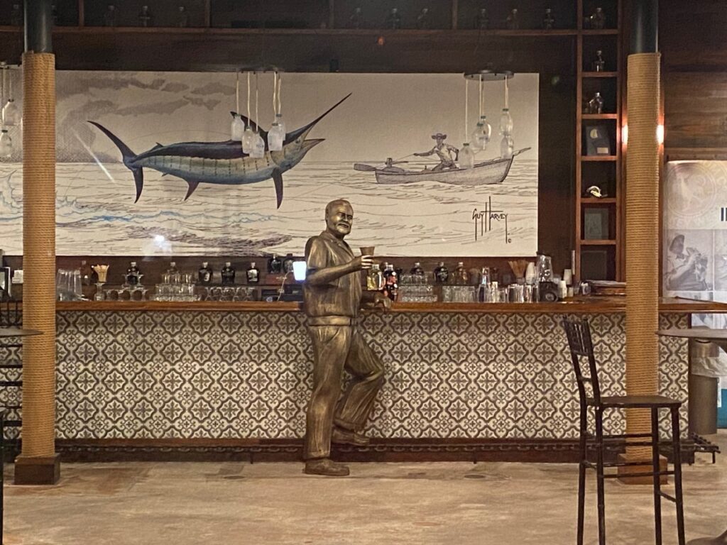 Statue of Hemingway at Sloppy Joe's. In AM all is quiet.