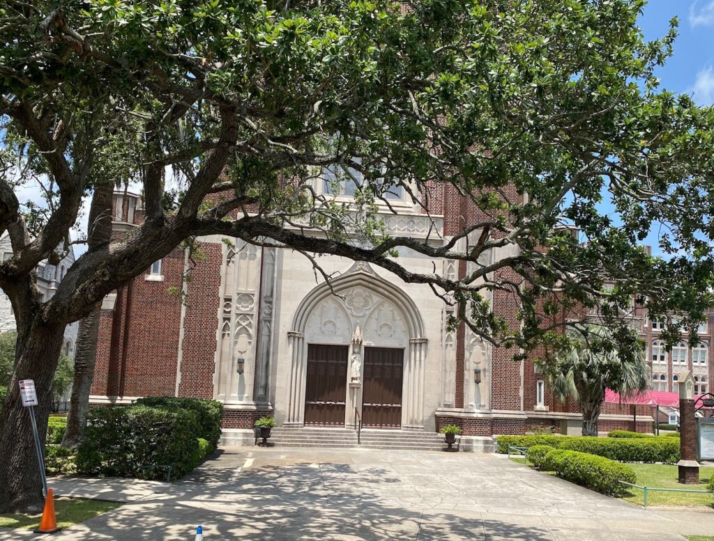 Beautiful campus of Loyola University as we pass by on the St. Charles Streetcar.