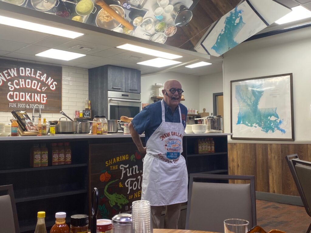 Michael Cooks & Entertains at the New Orleans School of Cooking.