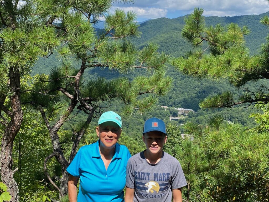 Louis (grandson) and me on Saturday near top of Lookout Mountain.