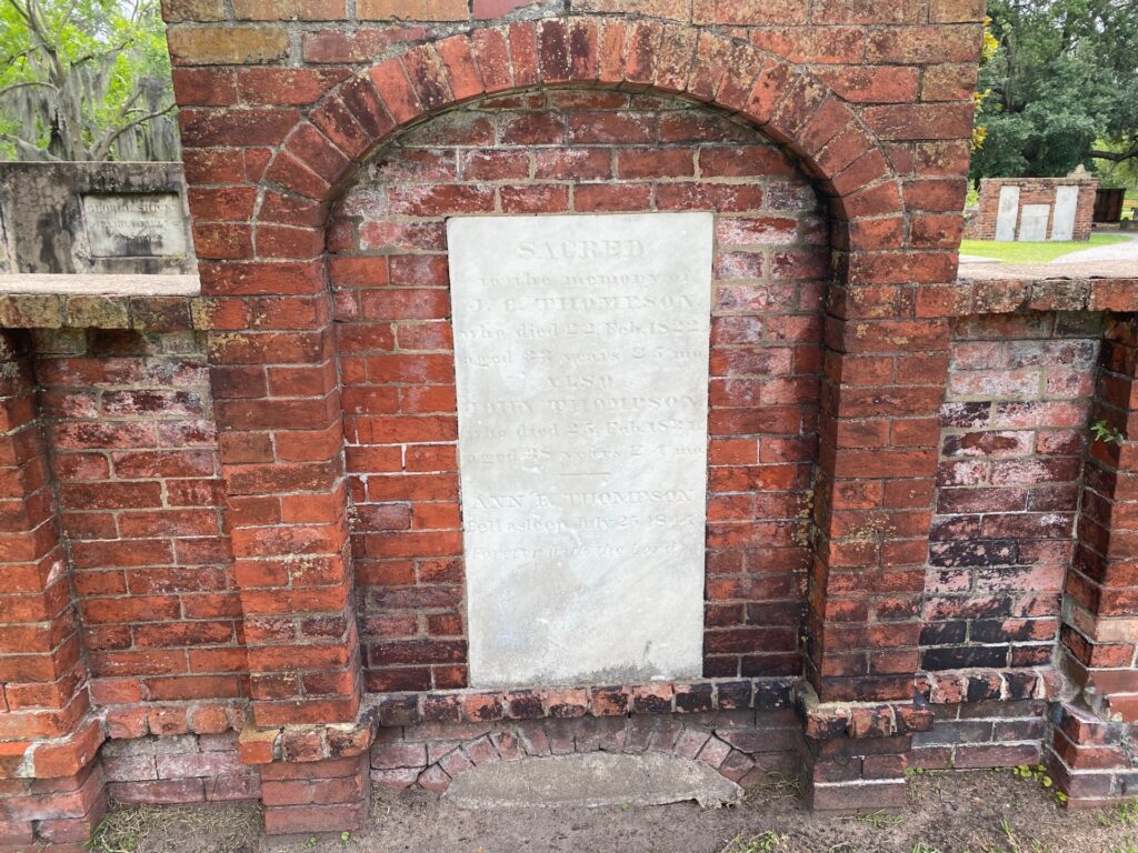 A Crypt at Colonial Park Cemetery. Here many family members were buried.