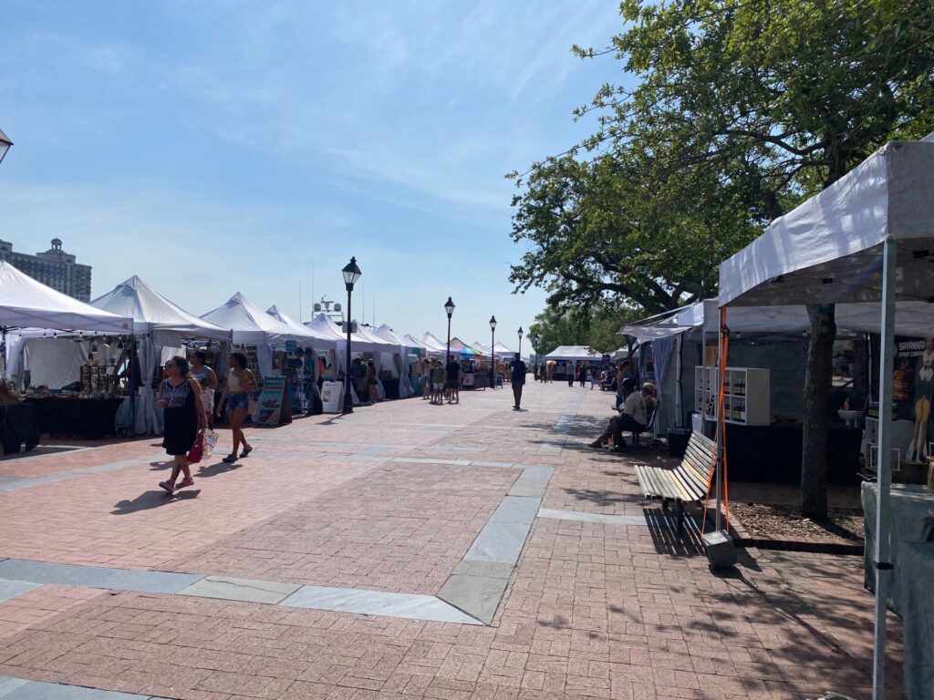 The Savannah River Front on Sunday has plenty of vendors.